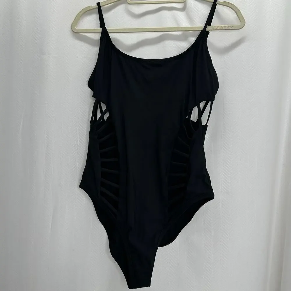 Red Carter Shine one piece swimsuit black S/M cutouts